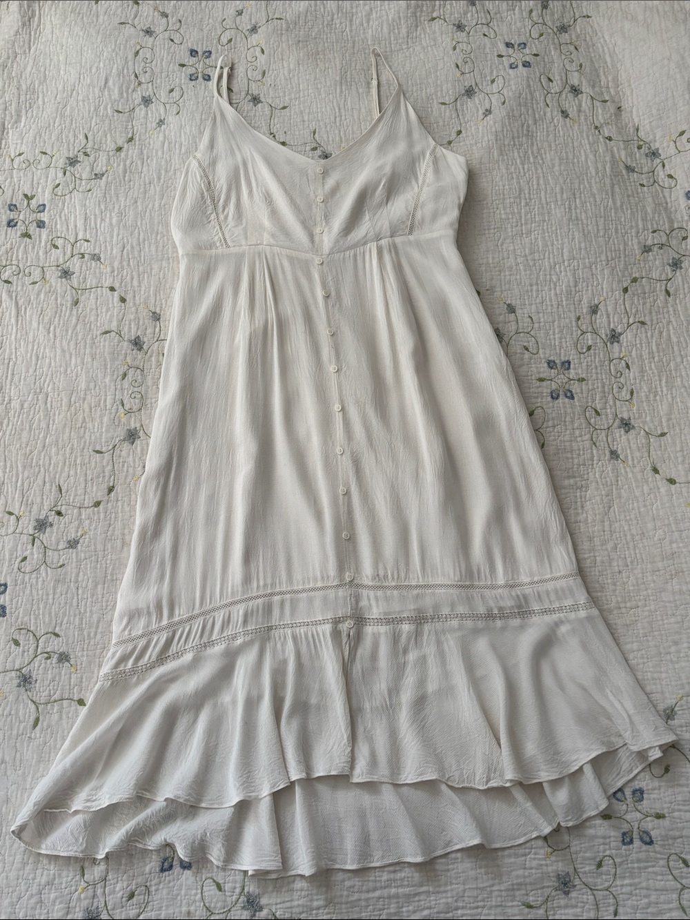 Gentle Fawn White Boho Midi Dress Size 6 Romantic Cottagecore Slip Dress